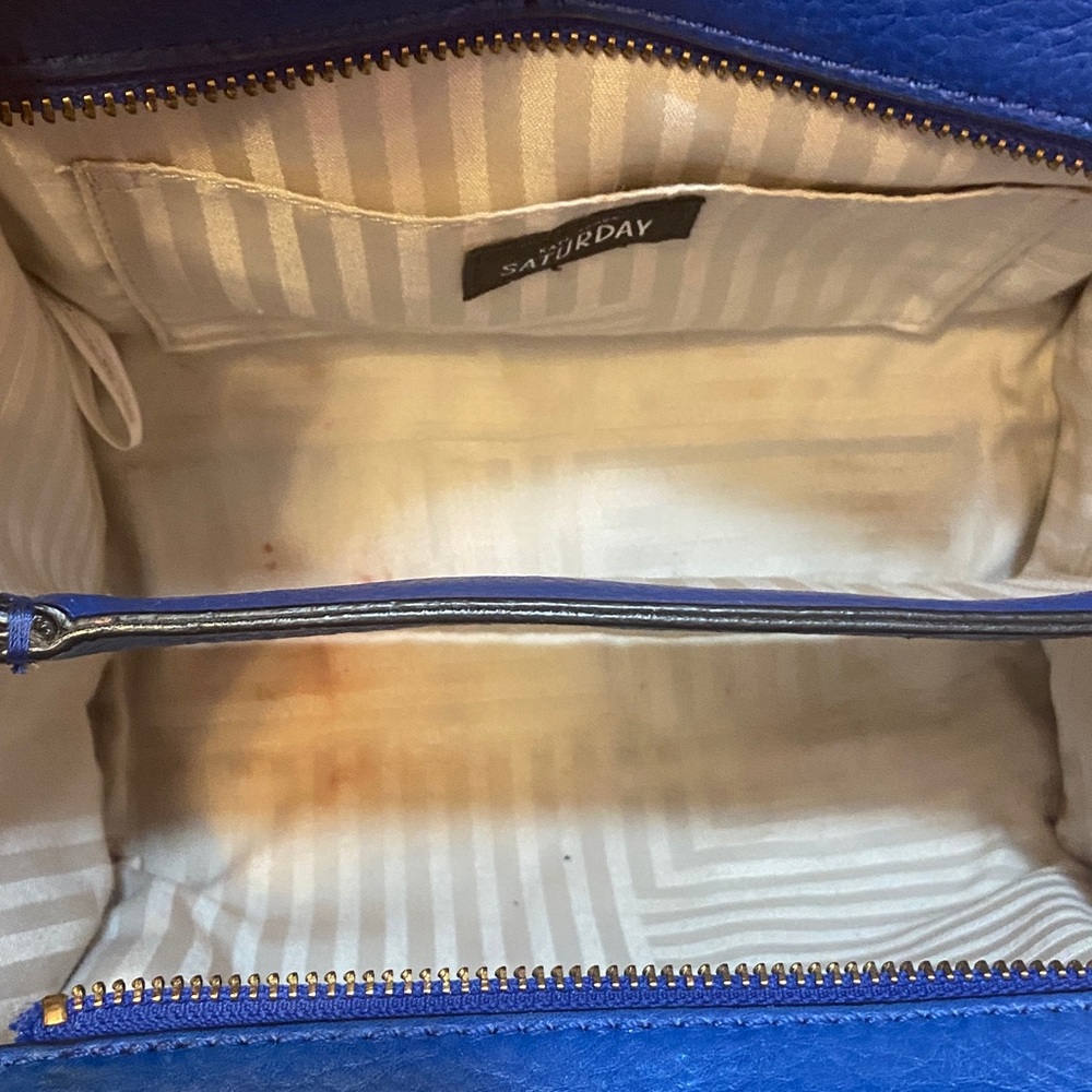 Kate Spade Blue Satchel with Patterned Bow - Picture 10 of 12